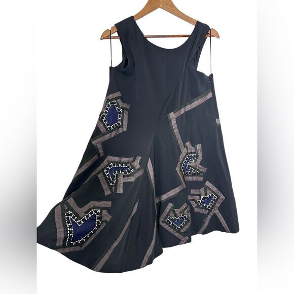 Chloe Vintage Silk Beaded Mini Dress Black Navy Size 4, EU 36 - Picture 6 of 16